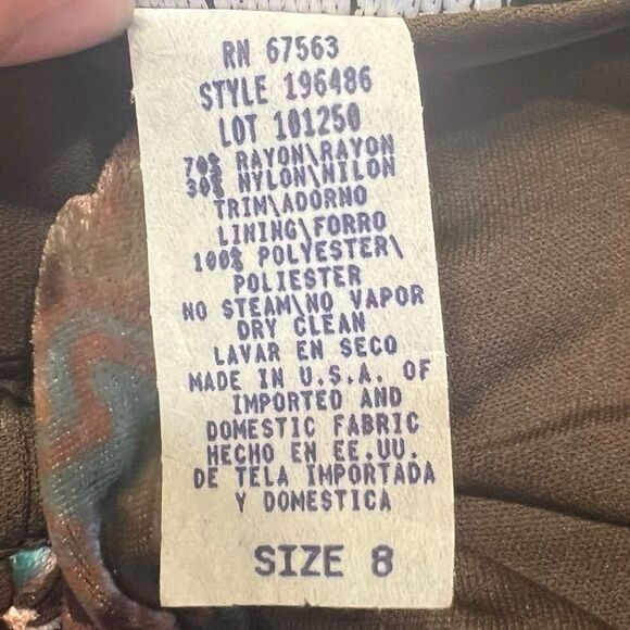 S.L. Fashions Velvet Burnout Bandeau Dress 8 NWT Chocolate Brown Fall Y2K - Picture 10 of 11